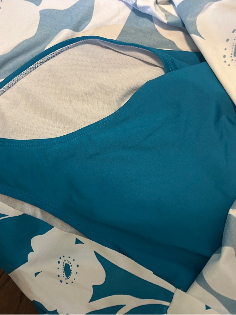 Blue and White Floral Swim Dress - Picture 2 of 6